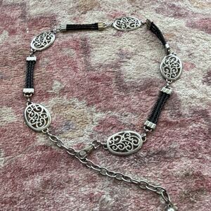 Black Silver Filigree Chain Belt Adjustable Women's One Size